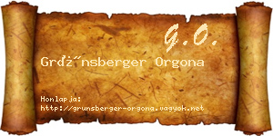 Grünsberger Orgona névjegykártya